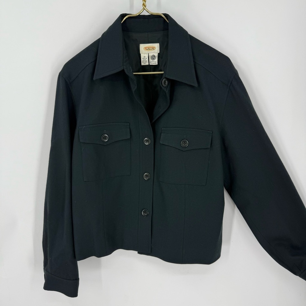 Talbots vintage made in USA, 100% wool blue/Black short boxy Jacket 10
